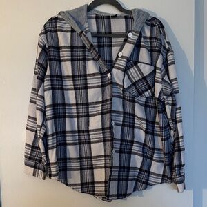 SHEIN Black and White Plaid Shirt